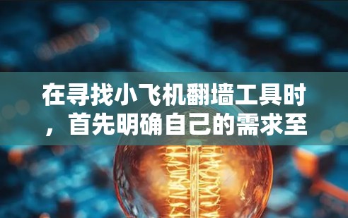 在寻找小飞机翻墙工具时，首先明确自己的需求至关重要。以下是根据不同需求和情况推荐的工具