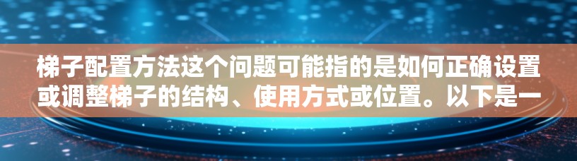 梯子配置方法这个问题可能指的是如何正确设置或调整梯子的结构、使用方式或位置。以下是一些常见的梯子配置方法，具体取决于梯子的类型